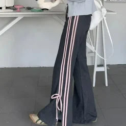 Pants & Trousers*Boogzel Clothing Bow Side Stripe Sweatpants Grey