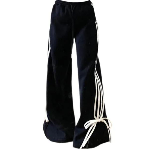 Pants & Trousers*Boogzel Clothing Bow Tie Side Stripe Pants Black/white