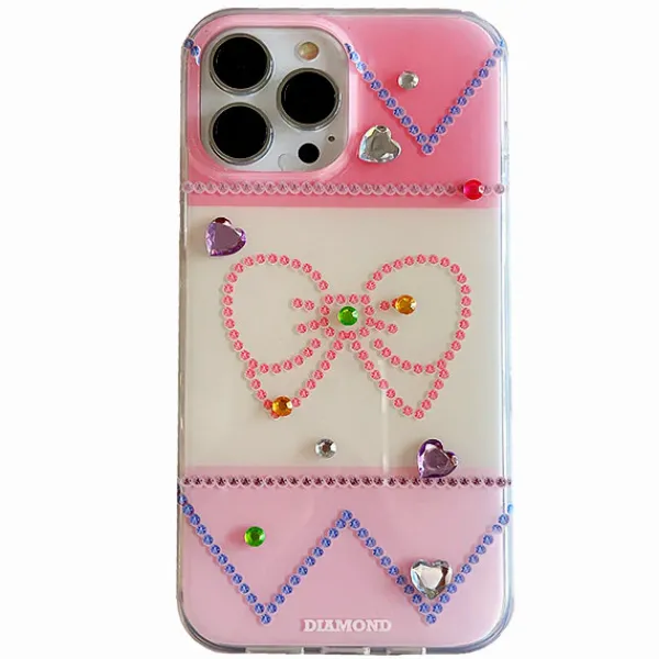 Iphone Cases*Boogzel Clothing Bowknot Rhinestone iPhone Case Pink