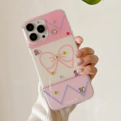 Iphone Cases*Boogzel Clothing Bowknot Rhinestone iPhone Case Pink