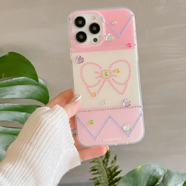 Iphone Cases*Boogzel Clothing Bowknot Rhinestone iPhone Case Pink
