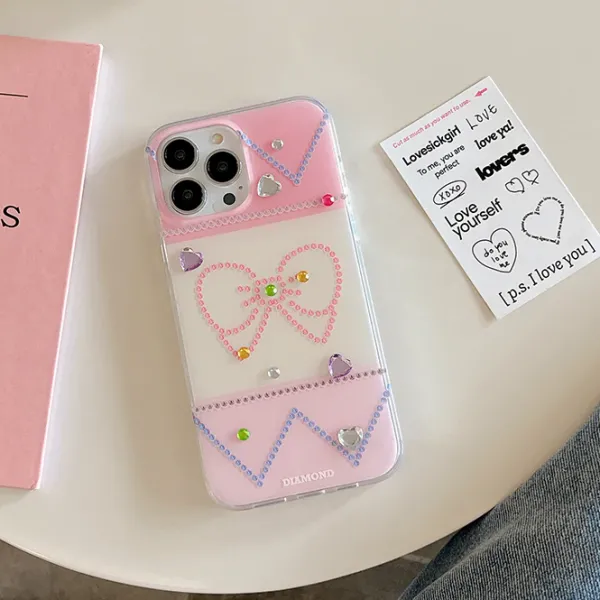 Iphone Cases*Boogzel Clothing Bowknot Rhinestone iPhone Case Pink