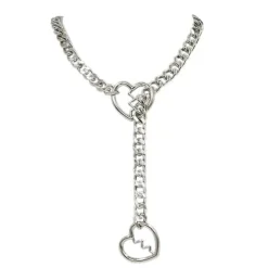 Necklaces & Chokers*Boogzel Clothing Broken Heart Ring Drop Chain Necklace Silver