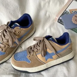 Aesthetic Sneakers|Mens*Boogzel Clothing Brown & Blue Shooting Star Sneakers Brown/blue
