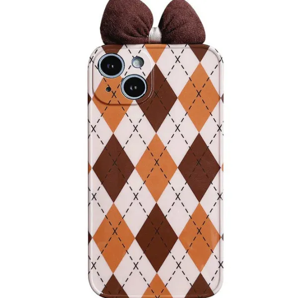 Iphone Cases*Boogzel Clothing Brown Bow Argyle iPhone Case