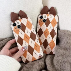 Iphone Cases*Boogzel Clothing Brown Bow Argyle iPhone Case