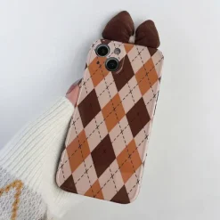 Iphone Cases*Boogzel Clothing Brown Bow Argyle iPhone Case