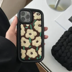 Iphone Cases*Boogzel Clothing Flowers Fuzzy iPhone Case Brown