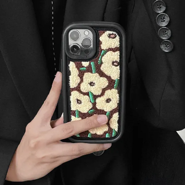 Iphone Cases*Boogzel Clothing Flowers Fuzzy iPhone Case Brown