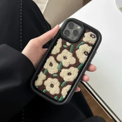 Iphone Cases*Boogzel Clothing Flowers Fuzzy iPhone Case Brown