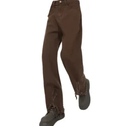 Jeans*Boogzel Clothing Brown Straight Leg Distressed Jeans