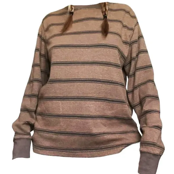 Long Sleeve Tops*Boogzel Clothing Striped Longsleeve Top Brown