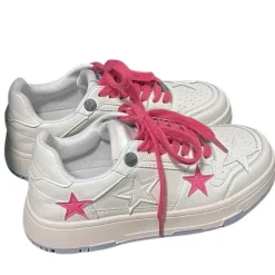 Classics|Aesthetic Sneakers*Boogzel Clothing Bubblegum Pink Star Sneakers in White
