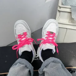 Classics|Aesthetic Sneakers*Boogzel Clothing Bubblegum Pink Star Sneakers in White