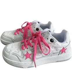 Classics|Aesthetic Sneakers*Boogzel Clothing Bubblegum Pink Star Sneakers in White