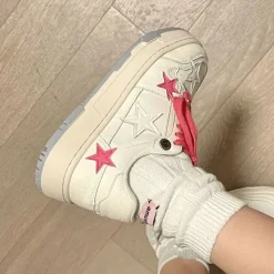 Classics|Aesthetic Sneakers*Boogzel Clothing Bubblegum Pink Star Sneakers in White
