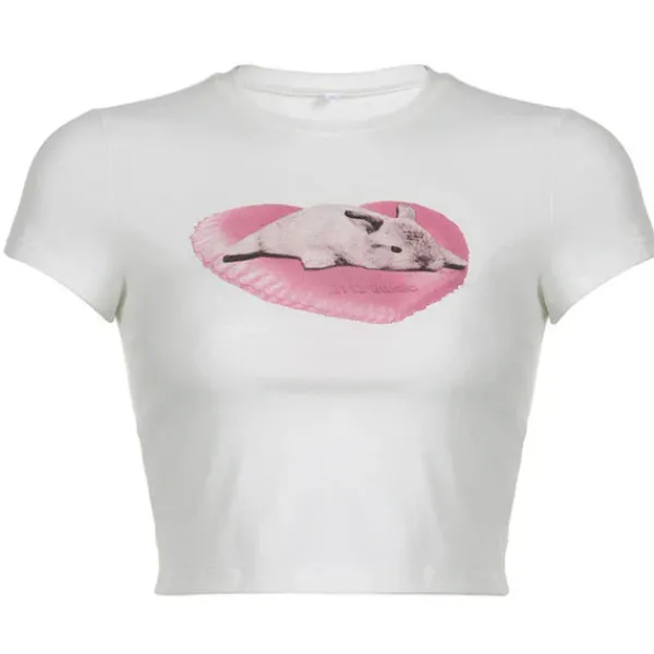 Y2K Tops|Crop Tops*Boogzel Clothing Bunny Baby Tee White/pink