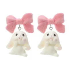 Earrings*Boogzel Clothing Bunny Bow Earrings White/pink