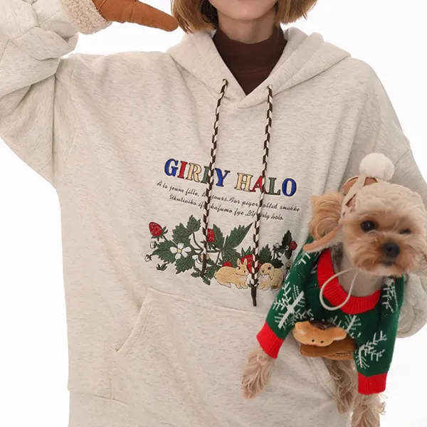 Hoodies*Boogzel Clothing Bunny Embroidery Cottagecore Hoodie LightGrey