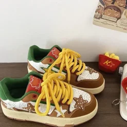 Aesthetic Sneakers*Boogzel Clothing Burger & Star Sneakers Brown/green