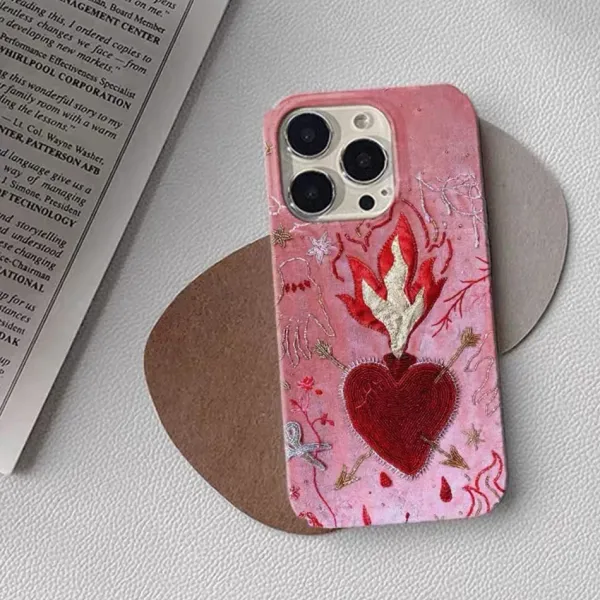 Iphone Cases*Boogzel Clothing Burning Heart Embroidered IPhone Case Pink