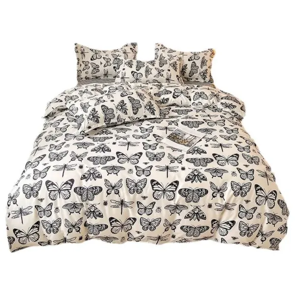 Aesthetic Bedroom*Boogzel Clothing Butterfly Aesthetic Bedding Set Beige/black