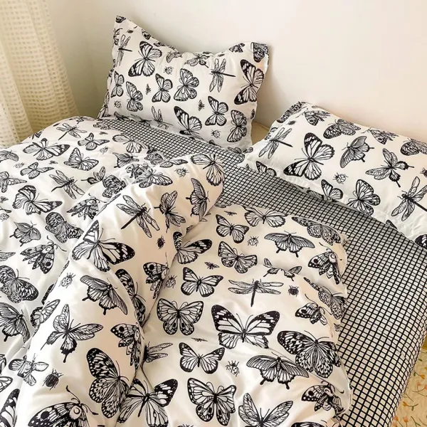 Aesthetic Bedroom*Boogzel Clothing Butterfly Aesthetic Bedding Set Beige/black