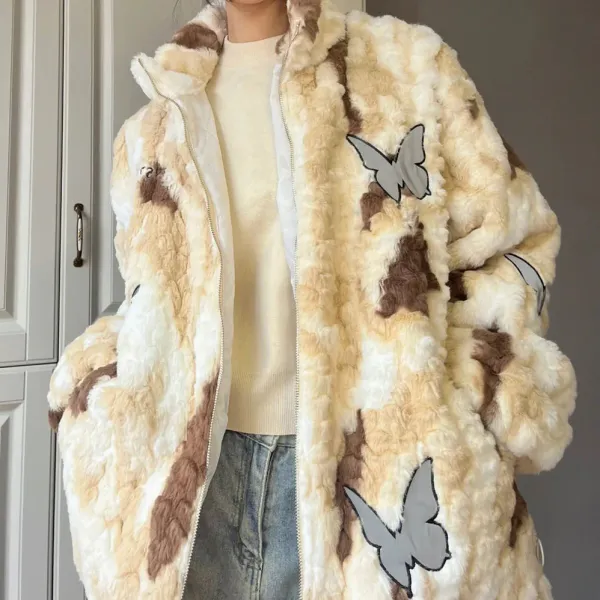 Coats & Jackets*Boogzel Clothing Butterfly Aesthetic Oversized Fur Jacket