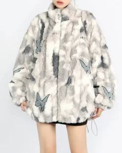 Coats & Jackets*Boogzel Clothing Butterfly Aesthetic Oversized Fur Jacket