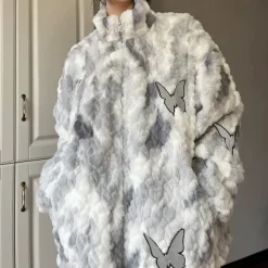 Coats & Jackets*Boogzel Clothing Butterfly Aesthetic Oversized Fur Jacket