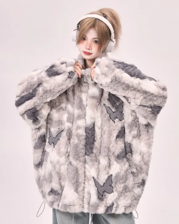 Coats & Jackets*Boogzel Clothing Butterfly Aesthetic Oversized Fur Jacket