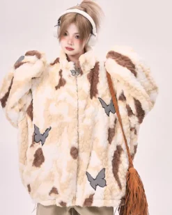 Coats & Jackets*Boogzel Clothing Butterfly Aesthetic Oversized Fur Jacket
