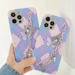 Iphone Cases*Boogzel Clothing Butterfly Chain Argyle iPhone Case Purple