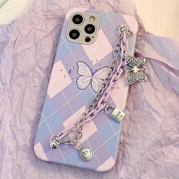 Iphone Cases*Boogzel Clothing Butterfly Chain Argyle iPhone Case Purple
