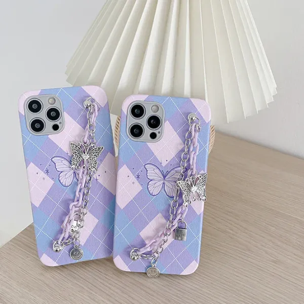 Iphone Cases*Boogzel Clothing Butterfly Chain Argyle iPhone Case Purple