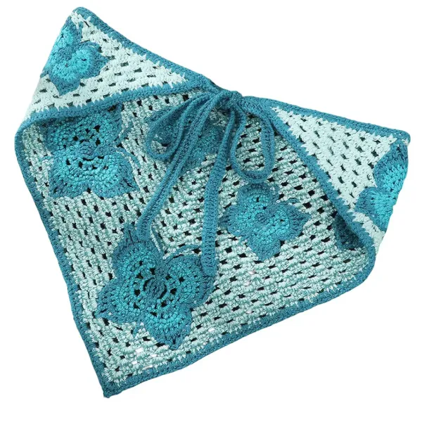 Other*Boogzel Clothing Butterfly Crochet Triangle Bandana Blue