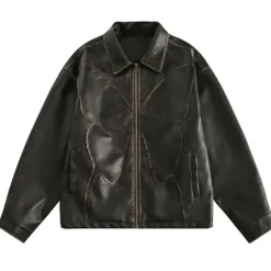 Coats & Jackets*Boogzel Clothing Butterfly Distressed Leather Jacket Brown