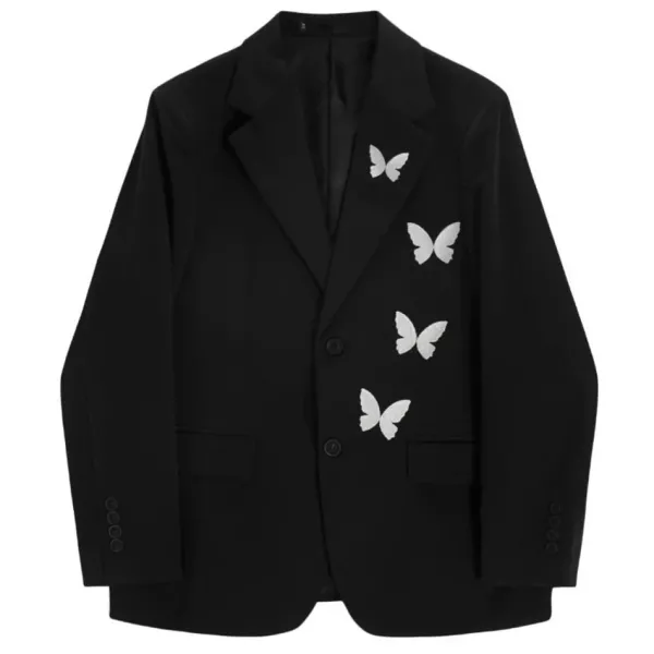 Mens|Coats & Jackets*Boogzel Clothing Butterfly Embroidery Blazer Black