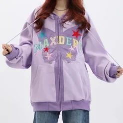 Hoodies*Boogzel Clothing Butterfly Embroidery Zip Up Hoodie