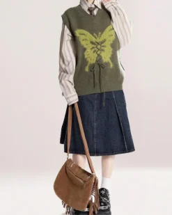 Knit Vests*Boogzel Clothing Butterfly Knit Vest in Green