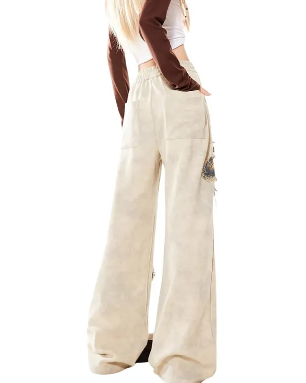 Pants & Trousers*Boogzel Clothing Butterfly Patch Wide-Leg Pants Beige
