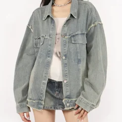 Coats & Jackets*Boogzel Clothing Butterfly Patch Y2K Denim Jacket Blue