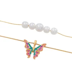 Necklaces & Chokers*Boogzel Clothing Butterfly Pearl Layered Necklace Gold