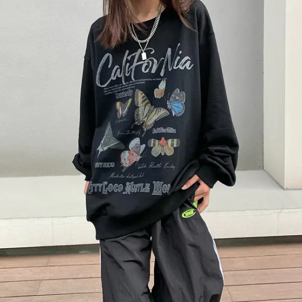 Sweatshirts*Boogzel Clothing Butterfly Print Aesthetic Sweatshirt