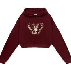 Hoodies*Boogzel Clothing Butterfly Print Crop Hoodie