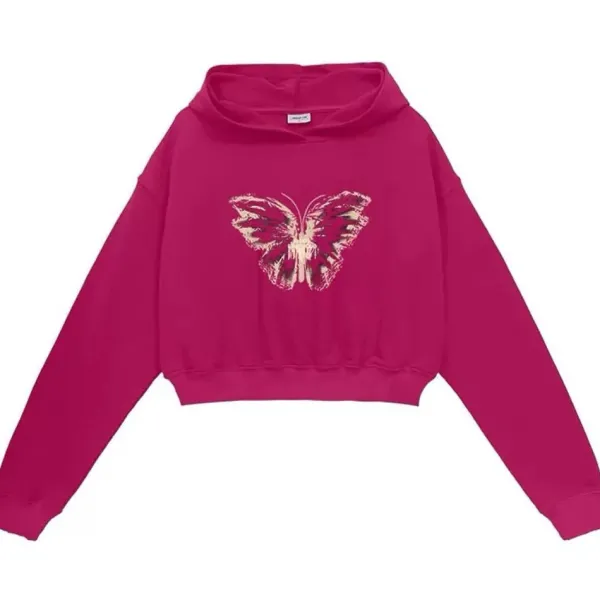 Hoodies*Boogzel Clothing Butterfly Print Crop Hoodie