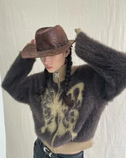 Coats & Jackets|Sweatshirts*Boogzel Clothing Butterfly Print Fuzzy Bomber
