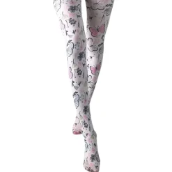 Other*Boogzel Clothing Butterfly Print Tights White/purple