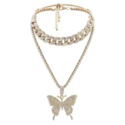 Necklaces & Chokers*Boogzel Clothing Butterfly Rhinestone Layered Necklace