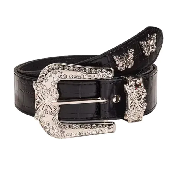 Belts & Chains*Boogzel Clothing Butterfly Rhinestone Y2K Belt Black